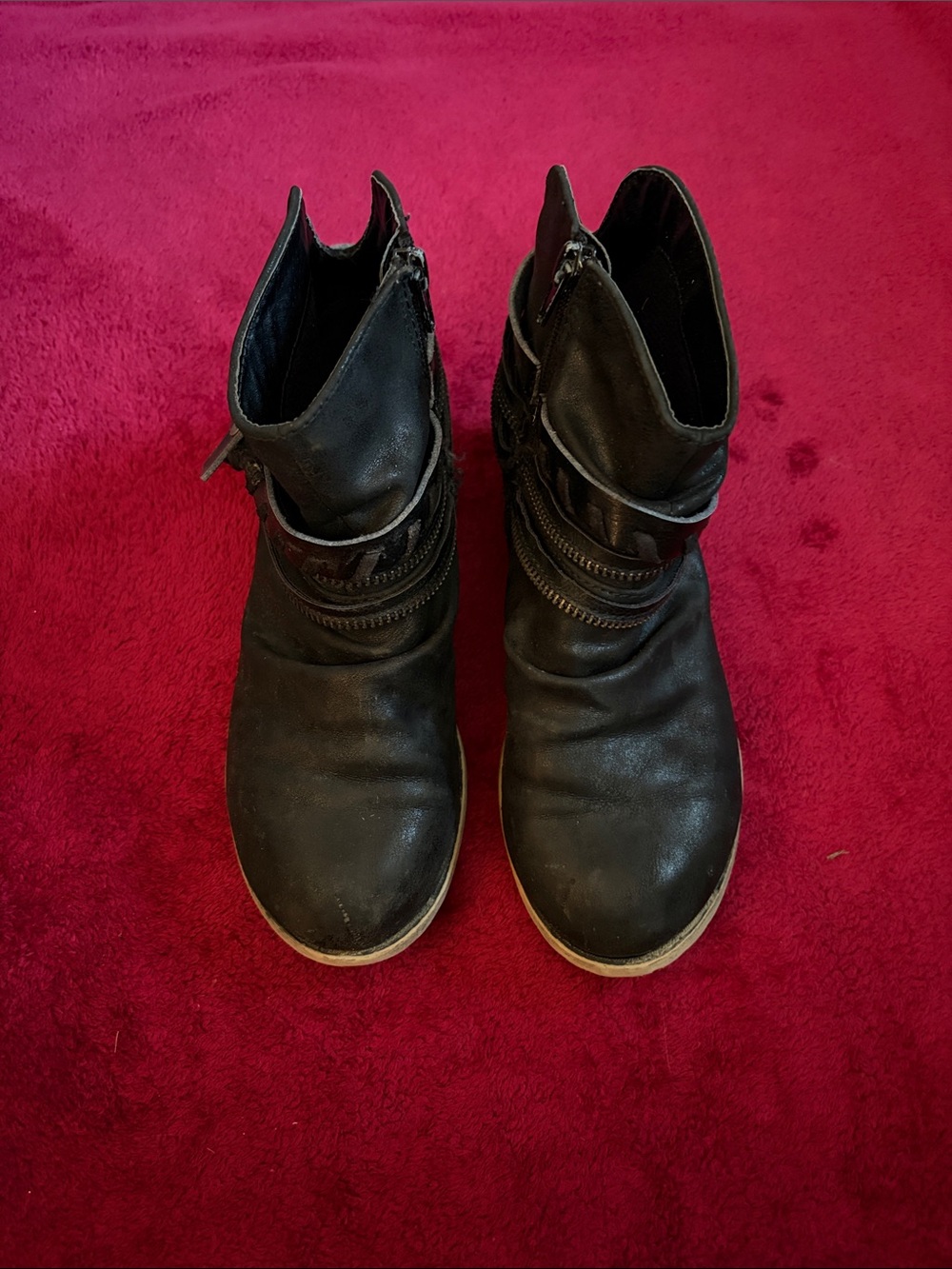 Kids Black Ankle Boots With a Strappy Design